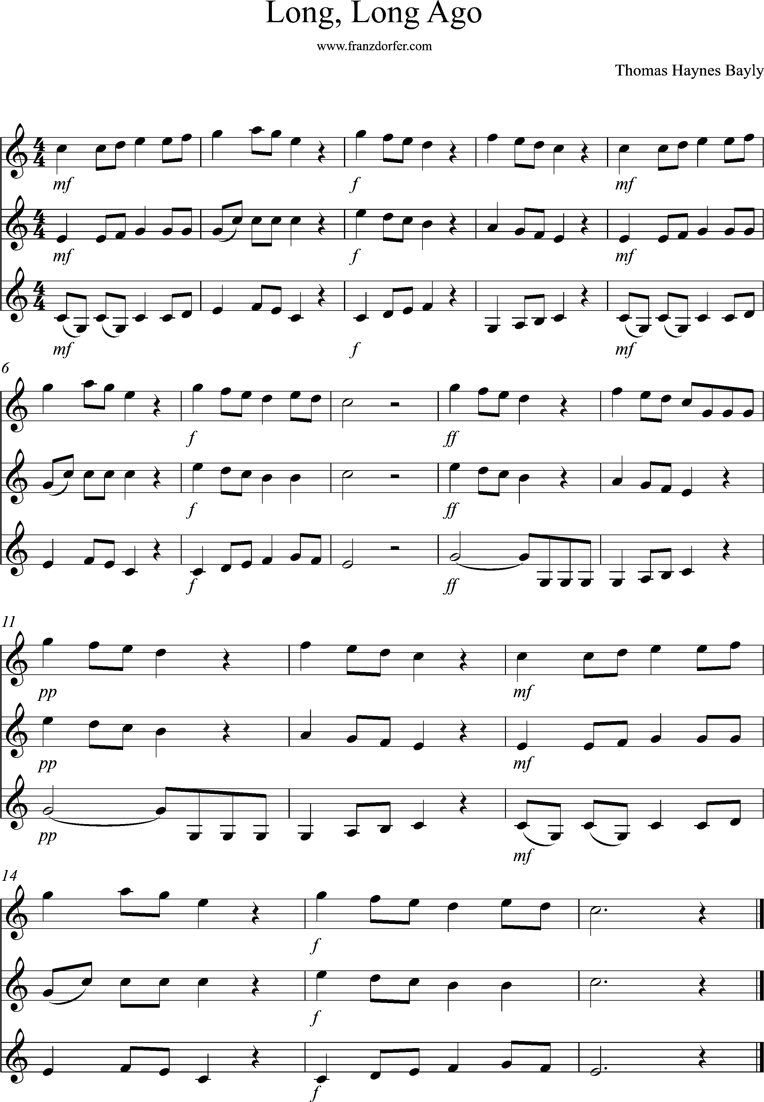 Trio, Sheetmusic, Long long, C-Major